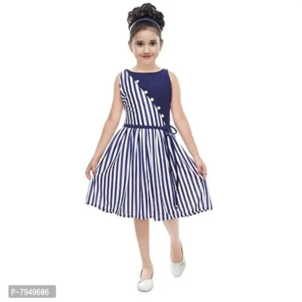 DIGIMART Girl's A-Line Knee Length Dress (_Blue_8-9 Years) - 9-10 Years