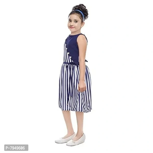 DIGIMART Girl's A-Line Knee Length Dress (_Blue_8-9 Years) - 9-10 Years