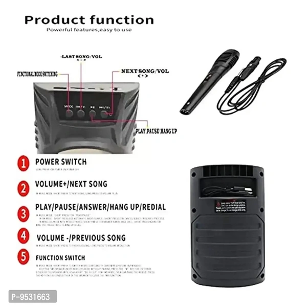 Ws-04 Bluetooth Speaker Thunder High Bass Power Bluetooth with Karaoke Mic