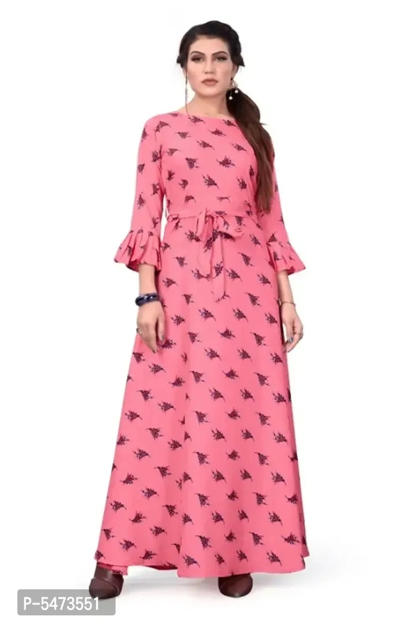 Women's Party Wear American Crepe Digital Printed Floor Length Gown - 2xl