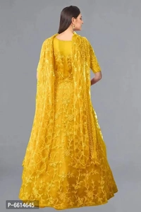 Fabulous Net Embroidered Gown With Dupatta For Women