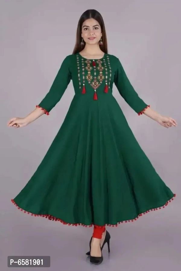 Rayon Embroidered A-Line Ethnic Gown