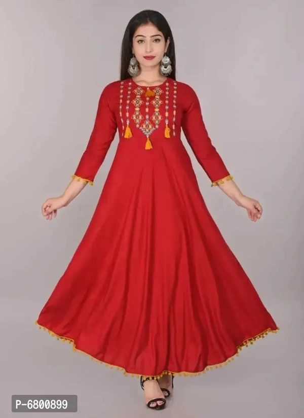 Trendy Rayon Pom Pom Gown - l