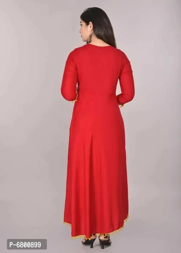 Trendy Rayon Pom Pom Gown - l