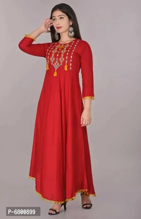 Trendy Rayon Pom Pom Gown - l