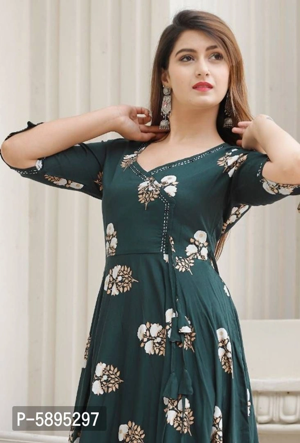 Trendy Rayon Anarkali Printed Long Gown With Dupatta - M