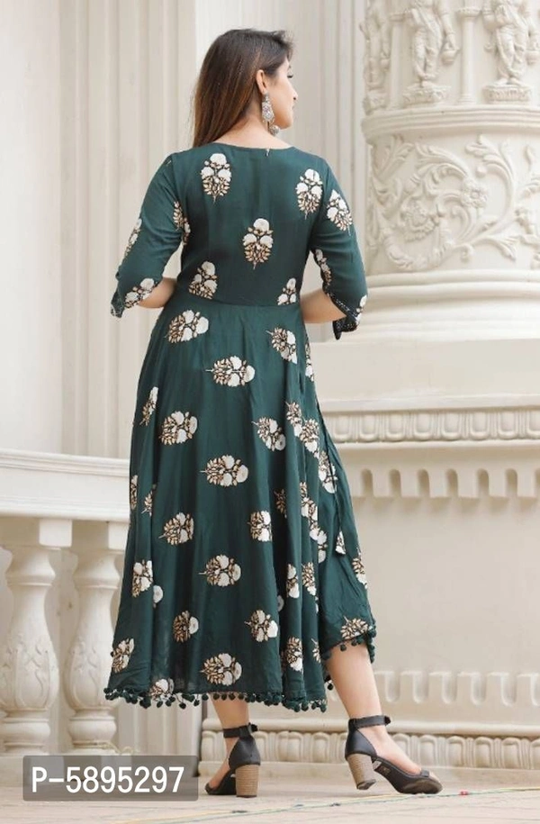 Trendy Rayon Anarkali Printed Long Gown With Dupatta - 2xl