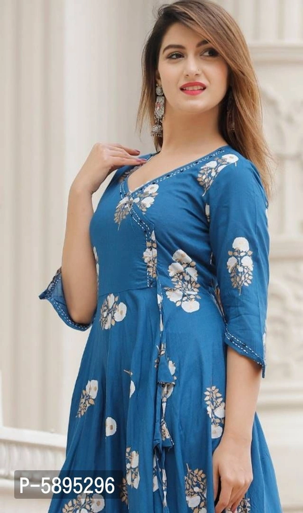 Trendy Rayon Anarkali Printed Long Gown With Dupatta - 2xl