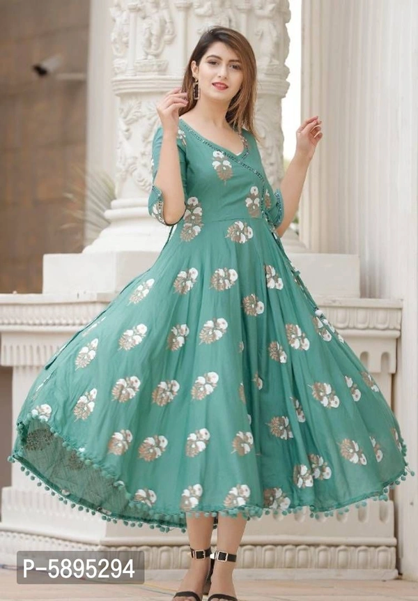 Trendy Rayon Anarkali Printed Long Gown With Dupatta - S