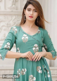 Trendy Rayon Anarkali Printed Long Gown With Dupatta - S