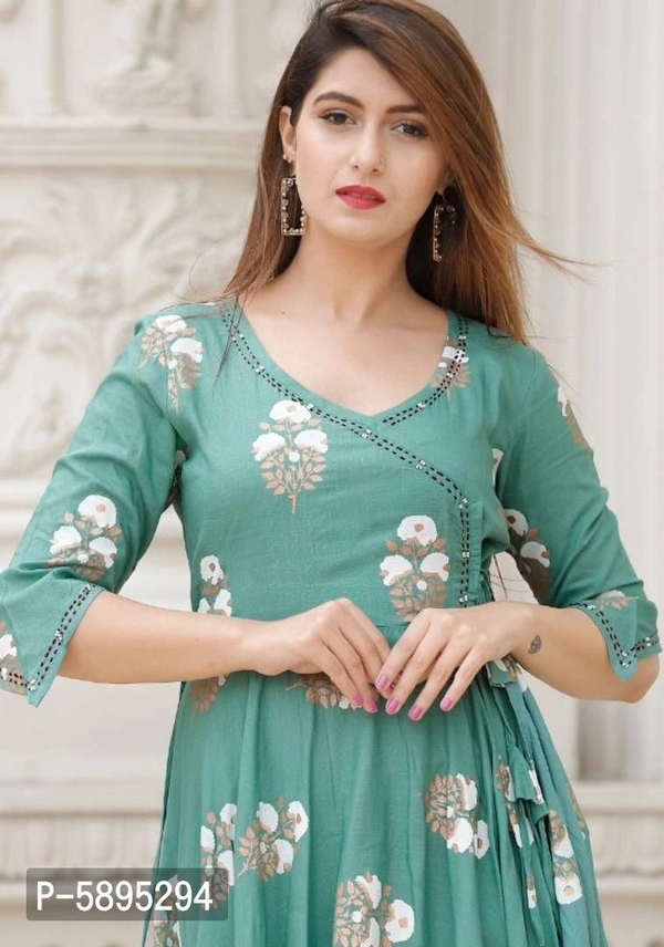 Trendy Rayon Anarkali Printed Long Gown With Dupatta - xl