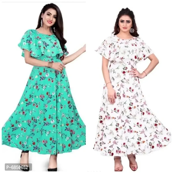 Beautiful Women Printed Feroji and White Gown - L