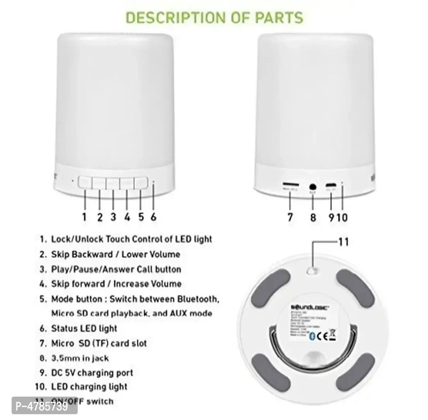 Portable Wireless Multimedia Mobile/Tablet Speaker Touch Lamp With Colorful Lights With Rich Bass Sound 3 W Bluetooth Speaker (Multicolor, 2.1 Channel)