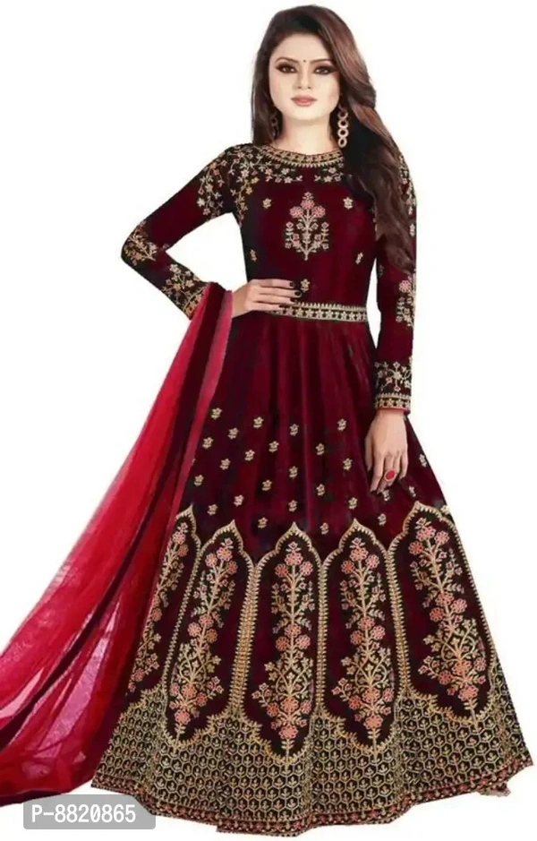 Classic Art Silk Embroidered Gowns with Dupatta Women