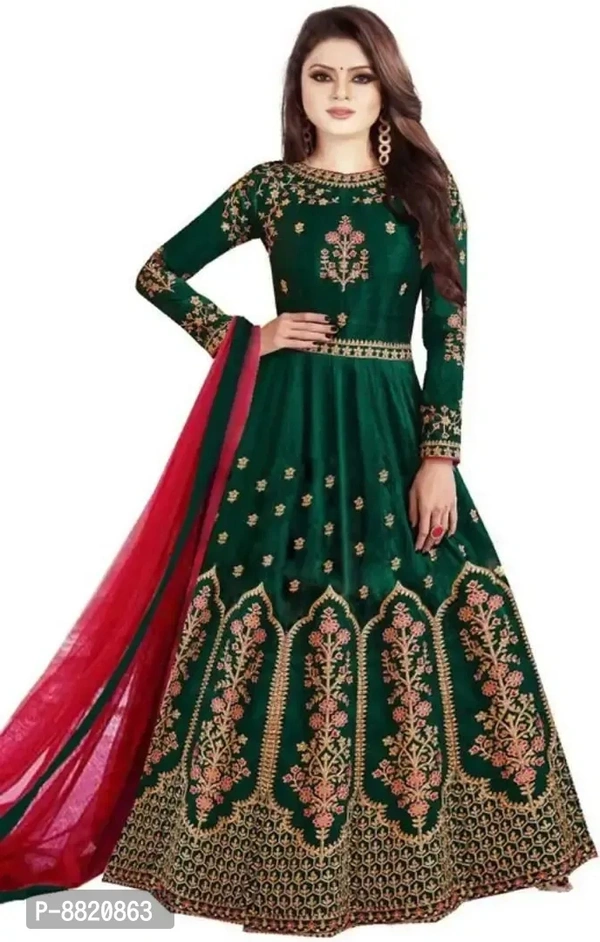 Classic Art Silk Embroidered Gowns with Dupatta Women