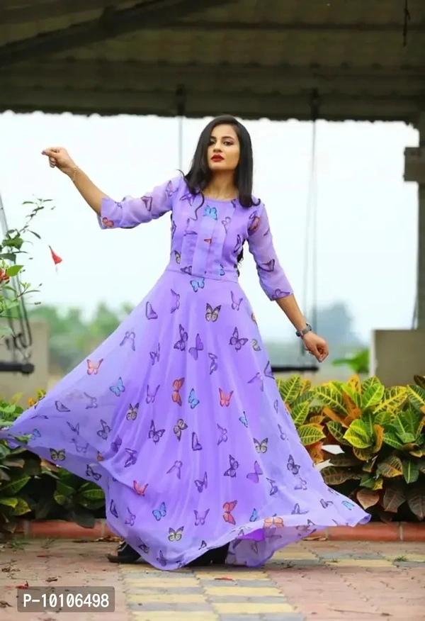 Amazing Trendy Look Purple colored Digital Printed Designer Gown - 2xl