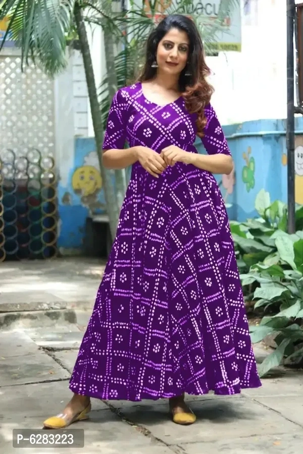 Digital Print Purple Color Fancy Gown  - L