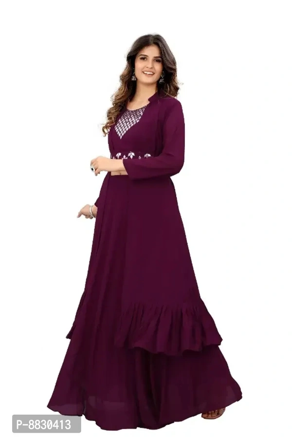 Stylish Fancy Georgette Embroidery Ethnic Gown For Women Pack Of 1 - M