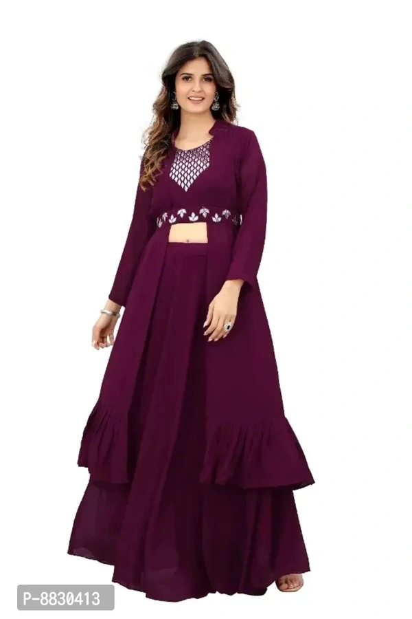 Stylish Fancy Georgette Embroidery Ethnic Gown For Women Pack Of 1 - M