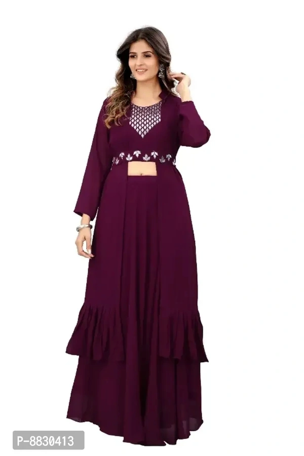 Stylish Fancy Georgette Embroidery Ethnic Gown For Women Pack Of 1 - l