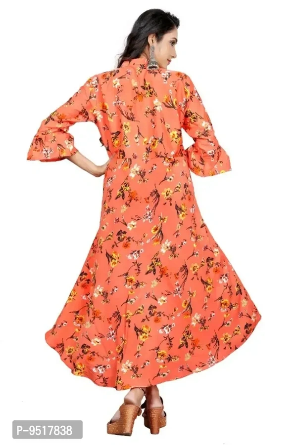 Latest Fancy V Cut Pieping Gown Orange - M