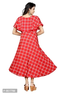 Fancy crepe Printed Dress Red - XL
