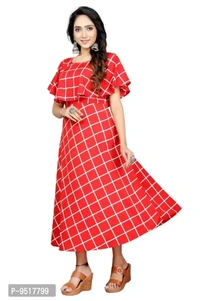 Fancy crepe Printed Dress Red - XL