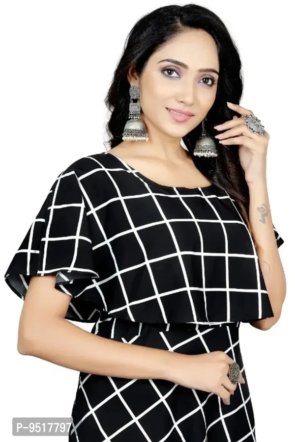 Fancy Crepe Printed Gown Black - L