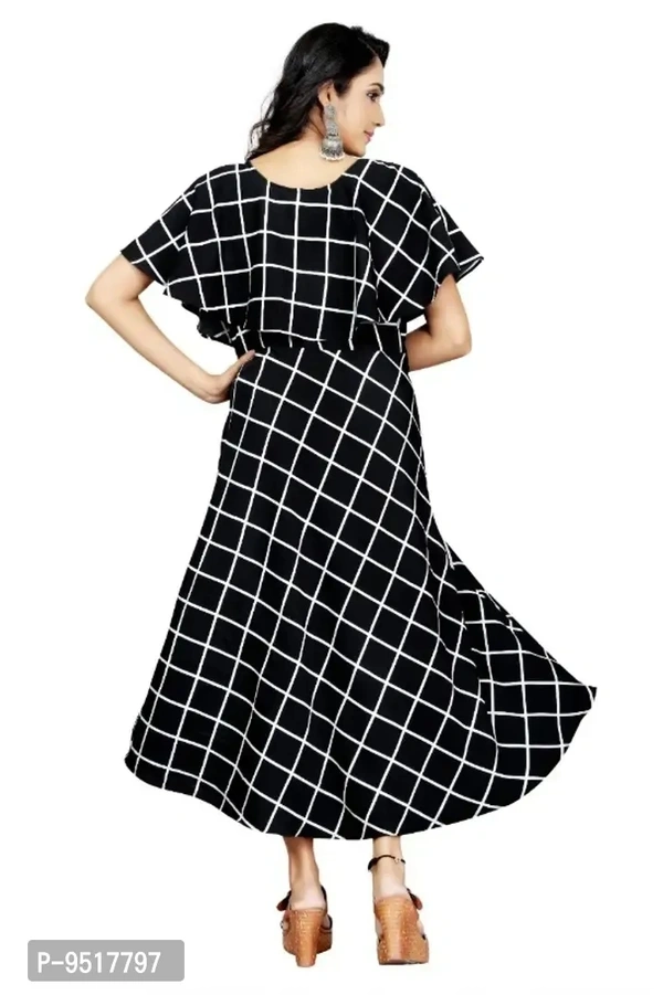 Fancy Crepe Printed Gown Black - L