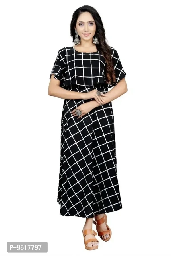 Fancy Crepe Printed Gown Black - XL