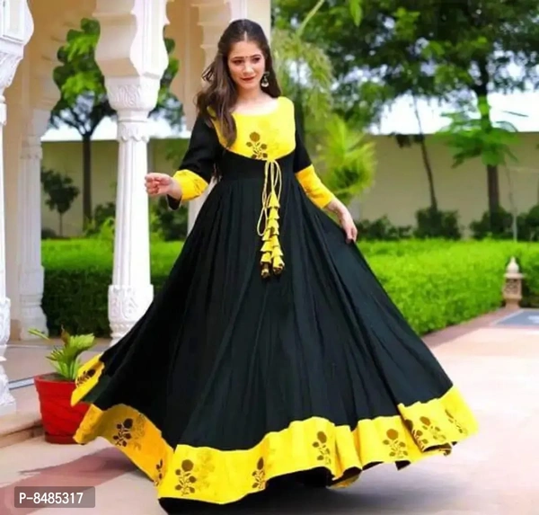 Elegant Rayon Yellow Gown For Women - 2xl
