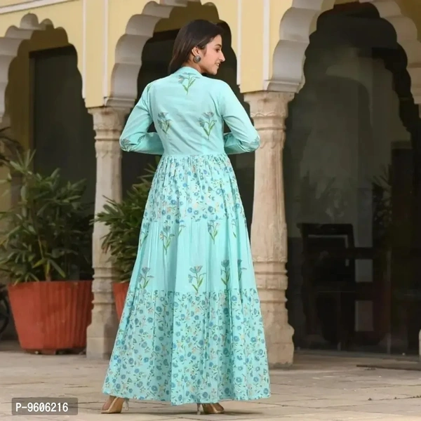 Stylish Fancy Rayon Printed Ethnic Gown For Women - XL