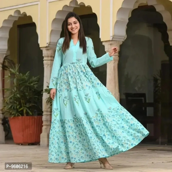 Stylish Fancy Rayon Printed Ethnic Gown For Women - 2xl