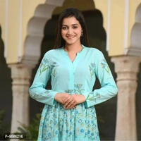 Stylish Fancy Rayon Printed Ethnic Gown For Women - 2xl