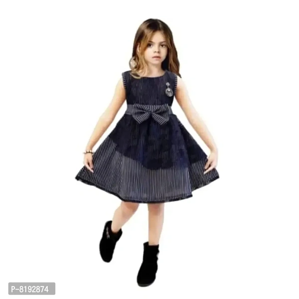 Suvee Cute Fashion Girl's Frock Dress Blue(Pack of 1) - 4-5 Years