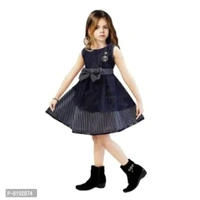 Suvee Cute Fashion Girl's Frock Dress Blue(Pack of 1) - 4-5 Years