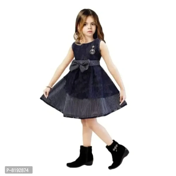 Suvee Cute Fashion Girl's Frock Dress Blue(Pack of 1) - 4-5 Years