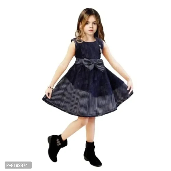 Suvee Cute Fashion Girl's Frock Dress Blue(Pack of 1) - 4-5 Years
