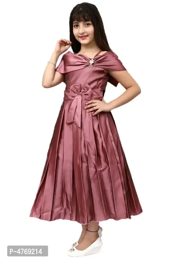 Gown Dress For Girls - Brown, 8-9 Years