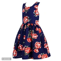 R Cube Kids Poly Crape Polka Dot Casual Wear Frock Navy Blue - 11-12 Years