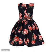 R Cube Kids Poly Crape Polka Dot Casual Wear Frock SS_025,Black Print - 3-4 Years