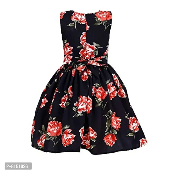 R Cube Kids Poly Crape Polka Dot Casual Wear Frock SS_025,Black Print - 3-4 Years