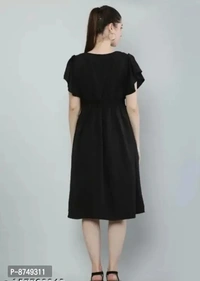 BLACK NECK PLEATED DRESS