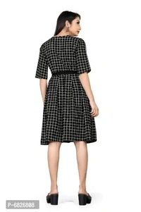 Stylish Fancy Crepe Printed Multicolor Designer Frock With Belt Dress For Women - M