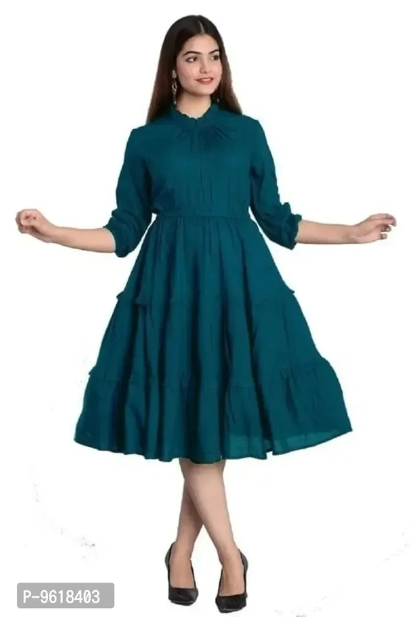 Trendy Rayon Solid Dress For Women - L