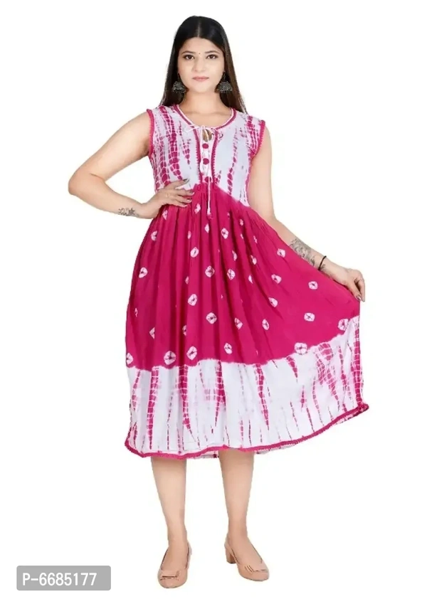 Stylish Rayon Printed Dress For Women - L