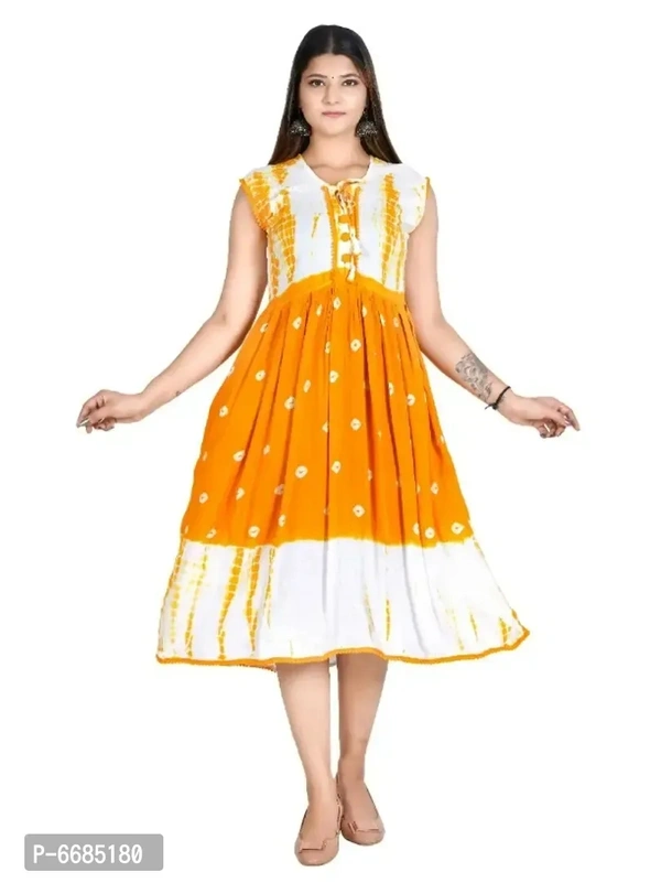 Stylish Rayon Printed Dress For Women - XL