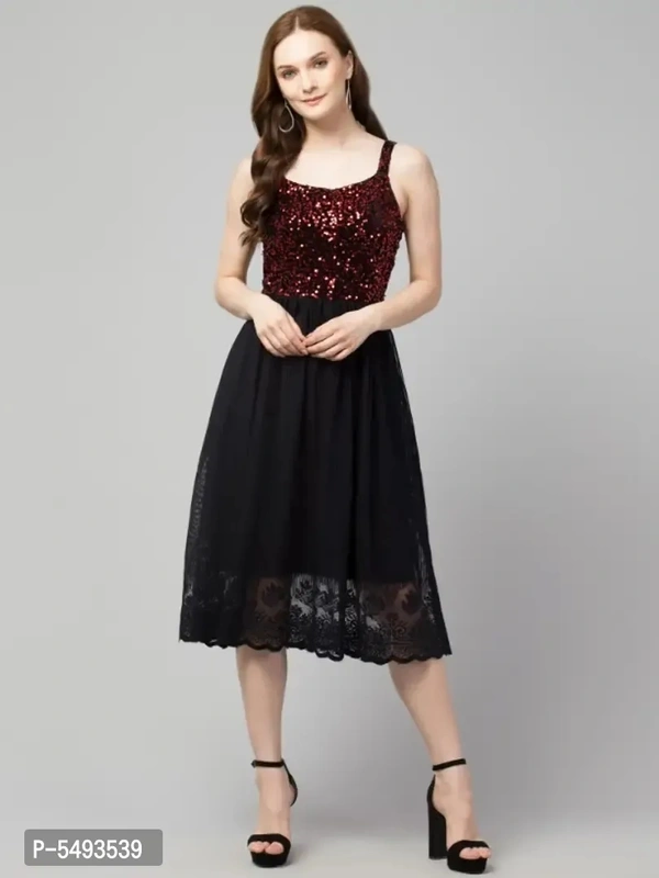 Trendy Sequinned Mesh Dress - l
