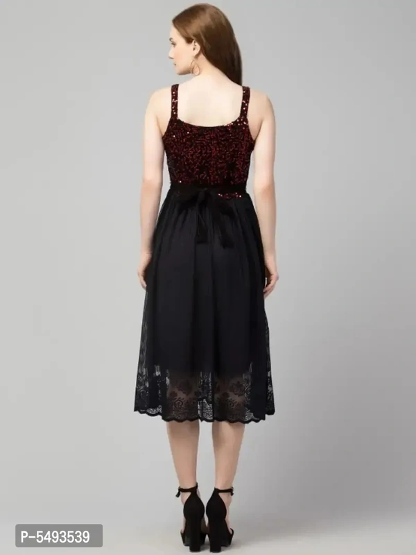 Trendy Sequinned Mesh Dress - l