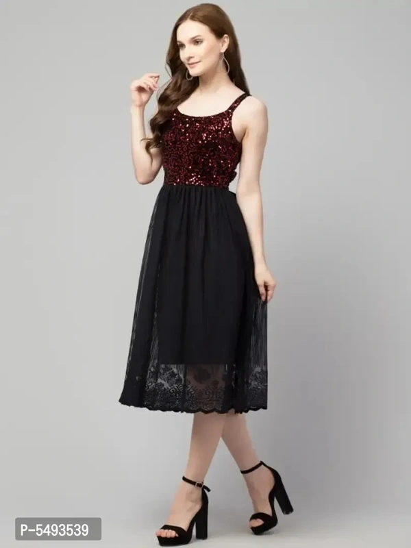 Trendy Sequinned Mesh Dress - l